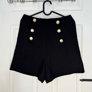 Zara Highwaisted Black Button-Detail Shorts
